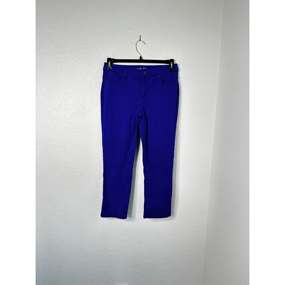 Chico’s Platinum Denim Womens Stretch Crop‎ Pants Size 0 US Small Royal Blue